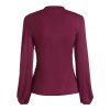 Puff Sleeve Ruched Solid T-shirt - DEEP RED L