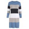 Colorblock Drop Shoulder Mini Sweater Dress - BLUE M