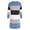 Colorblock Drop Shoulder Mini Sweater Dress - BLUE M