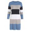 Mini Robe Pull en Blocs de Couleurs à Goutte Epaule - Bleu L