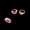 3 Pcs Heart Drop Glazed Metal Ring Set - multicolor A 