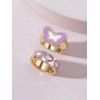 2 Pcs Metal Heart Butterfly Glazed Ring Set - multicolor B 