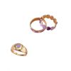 3 Pcs Glazed Heart Metal Ring Set - multicolor A 