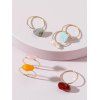 6 Pcs Natural Stone Minimalist Ring Set - multicolor A 