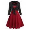 Crisscross Flare Dress and Tie Knot Crop Top Set - RED XL