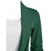 Heathered Draped Ruched 2 In 1 Long Sleeve Casual T-shirt - DEEP GREEN S