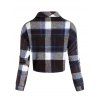 Plaid Pocket Drop Shoulder Woolen Jacket - multicolor L