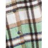 Pocket Plaid Flannel Shacket - GREEN S