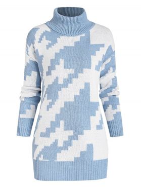 Turtleneck Geometric Jacquard Sweater
