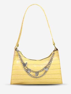 Butterfly Charm Layered Chains Shoulder Bag