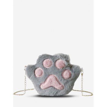 

Cat Pad Shape Chain Plush Crossbody Bag, Light gray
