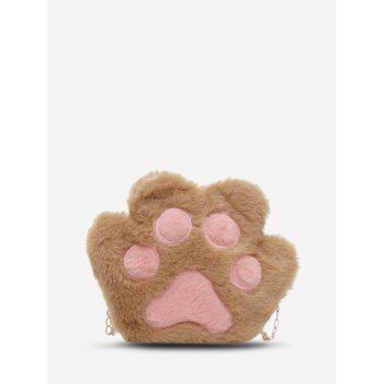 

Cat Pad Shape Chain Plush Crossbody Bag, Coffee