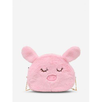 

Pig Shape Plush Chain Crossbody Bag, Light pink