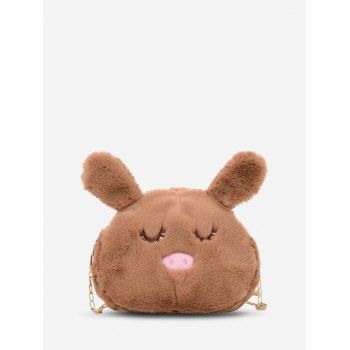 

Pig Shape Plush Chain Crossbody Bag, Coffee
