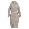 Robe Pull à Epaule Dénudée à Col Roulé - Gris M