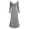 Robe Mi-Longue Ceinturée à Taille Empire - Gris Clair L