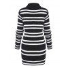 Cutout Mock Neck Striped Sweater Dress - BLACK L