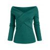 Off The Shoulder Crossover Knitwear - DEEP GREEN M