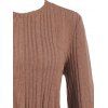 Casual Belted Rib Knit Mini Sweater Dress - COFFEE M