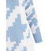 Turtleneck Geometric Jacquard Sweater - LIGHT BLUE L