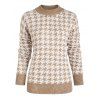 Crewneck Houndstooth Sweater - LIGHT COFFEE ONE SIZE