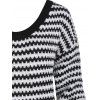Crew Neck Loose Wavy Stripes Sweater - BLACK ONE SIZE