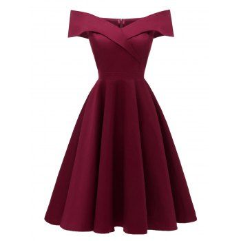 

Off Shoulder Foldover Party Dress, Red