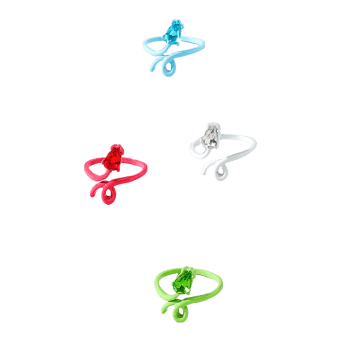 4 Pcs Brief Rhinestone Snake Color Painted Ring Set