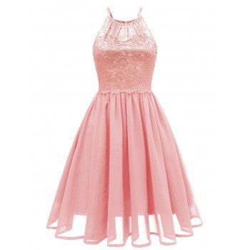 

Lace Insert Cutout Sleeveless Dress, Light pink