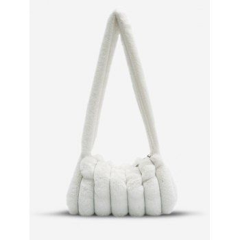 

Faux Fur Striped Rectangle Shoulder Bag, White