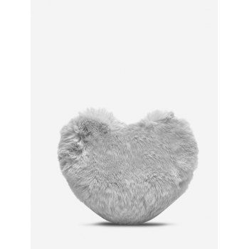 

Heart Plush Faux Pearl Crossbody Bag, Light gray