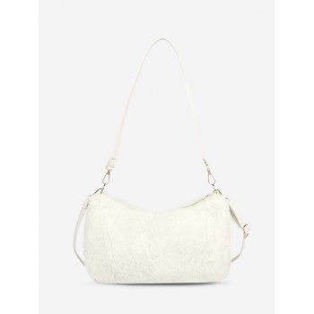 Solid Faux Fur Crossbody Bag, White