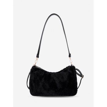 

Solid Faux Fur Crossbody Bag, Black