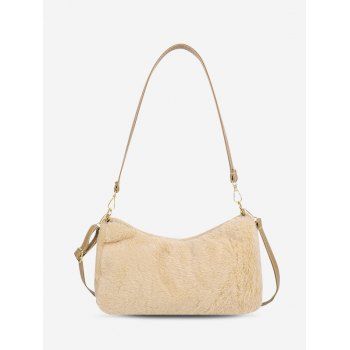 

Solid Faux Fur Crossbody Bag, Light coffee