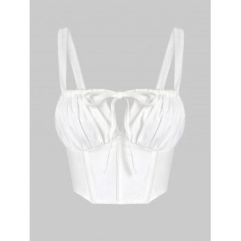 

Ruched Tie Corset Style Crop Top, White