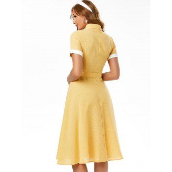 Gingham Daisy Applique A Line Vintage Dress