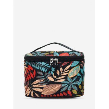 

Travel Leaf Printed Cosmetic Bag, Black