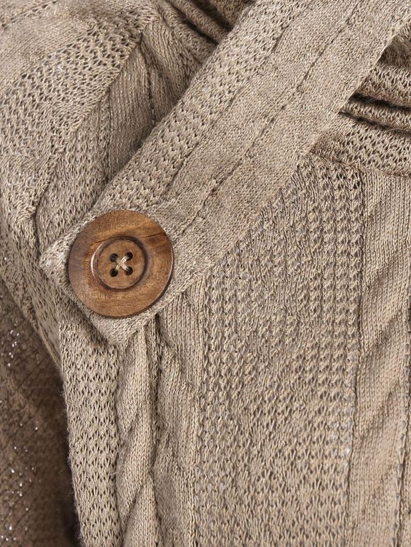 Pull en Tricot à Câble à Manches Raglan à Col Roulé - café M