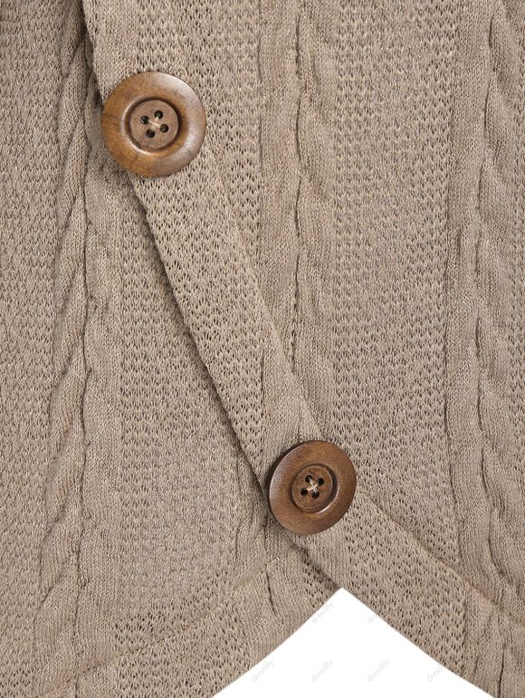 Pull en Tricot à Câble à Manches Raglan à Col Roulé - café M