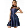 Mesh Insert Belted Prom Dress - BLUE XL