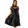 Mesh Insert Belted Prom Dress - BLACK XL