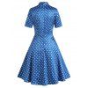 Silky Polka Dot Bow Tie Dress - BLUE S