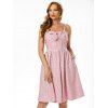 Bowknot Gingham Ruched Swing Dress - LIGHT PINK S