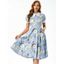 Floral Print Pocket Dress - LIGHT BLUE M