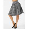 Houndstooth Pleated Flare Skirt - BLACK S