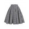 Houndstooth Pleated Flare Skirt - BLACK S