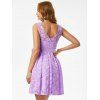 Lace Overlay V Back Belted Dress - LIGHT PURPLE L