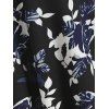 Robe Haute Basse Fleurie Imprimée en Fausse Fourrure Insérée à Lacets - Noir XL