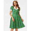 Plaid Mock Button Lapel Dress - GREEN 2XL