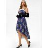 Plaid Faux Fur Insert Lace Up Corset Waist High Low Dress - PURPLE XL